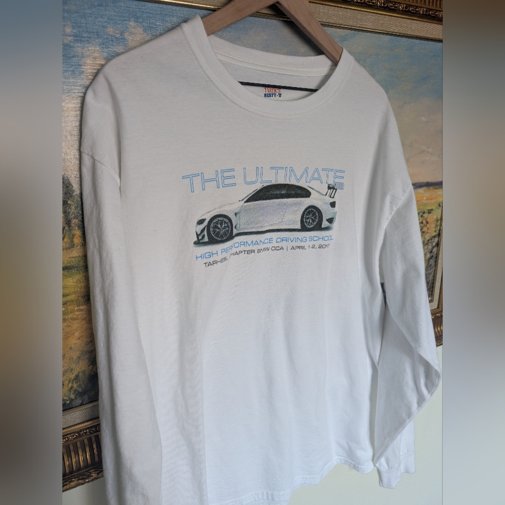 BMW VIR Drivers School White Long Sleeve Tee with Car Graphic XL